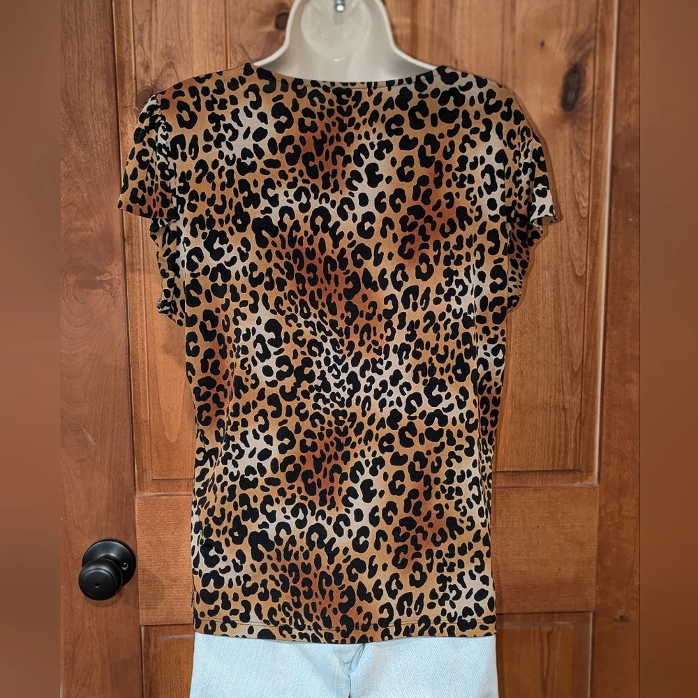 Worthington Leopard Print Blouse with‎ Flutter Sleeves